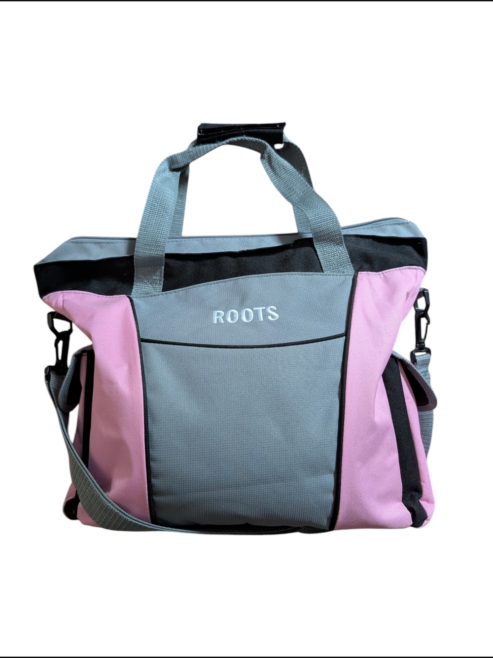 Roots Pink and Gray Tote / Gym Bag / Beach Bag with Detachable Shoulder Strap